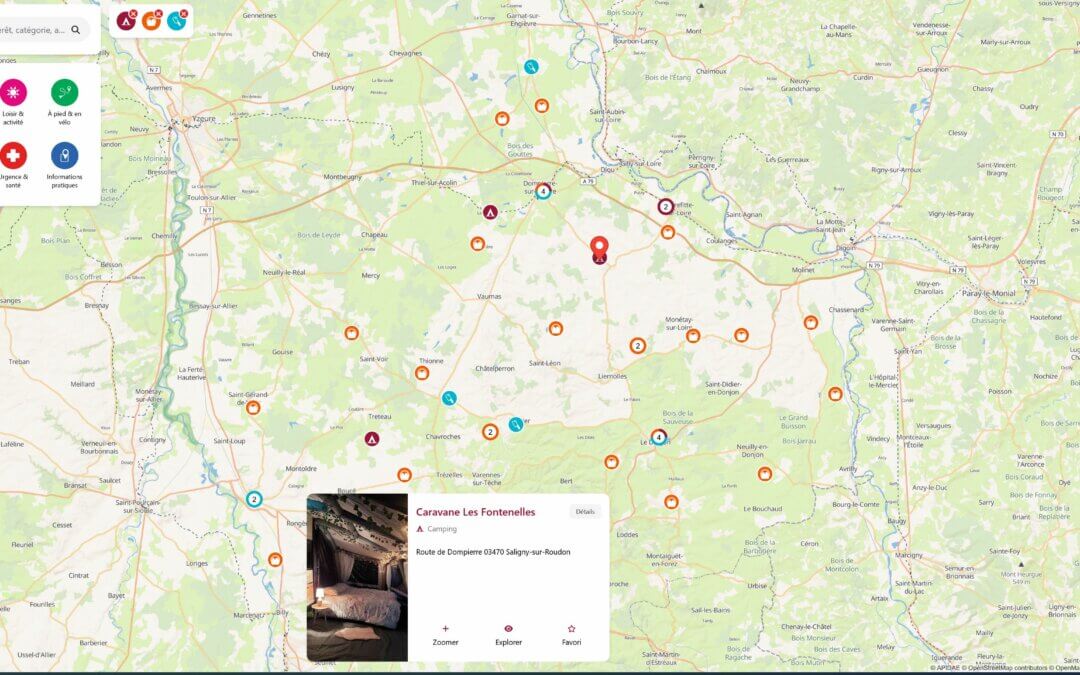 Cartographie interactive de l Office du Tourisme L Abel Destination (Allier)